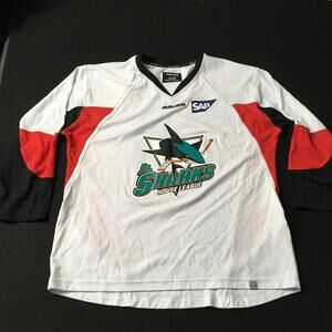 San Jose Junior Sharks Hockey Jersey Bauer Size small White Game Used